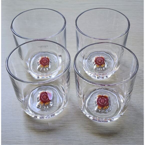 GLASSES-Old Fashion/Rocks-Jim Beam Collector-Clear-Emblem on Bottom-Set of 4 - Picture 1 of 9